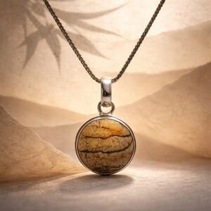 925 Silver Jasper Pendant Necklace